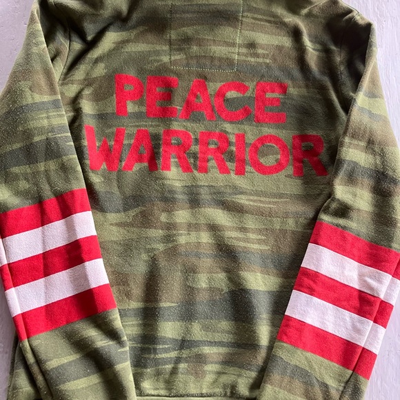 RARE Aviator Nation Peace Warrior camo zip hoodie/sweatshirt S/M - Picture 3 of 5